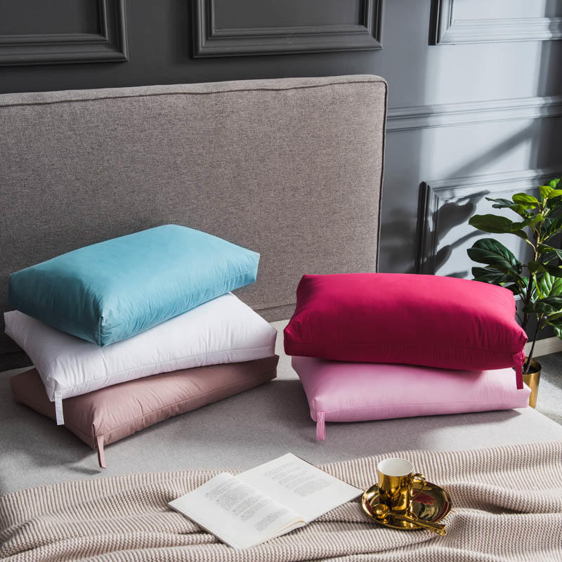 Brown Burgundy Pink Filler Goose Down Pillows 2 Pcs for Bedding set