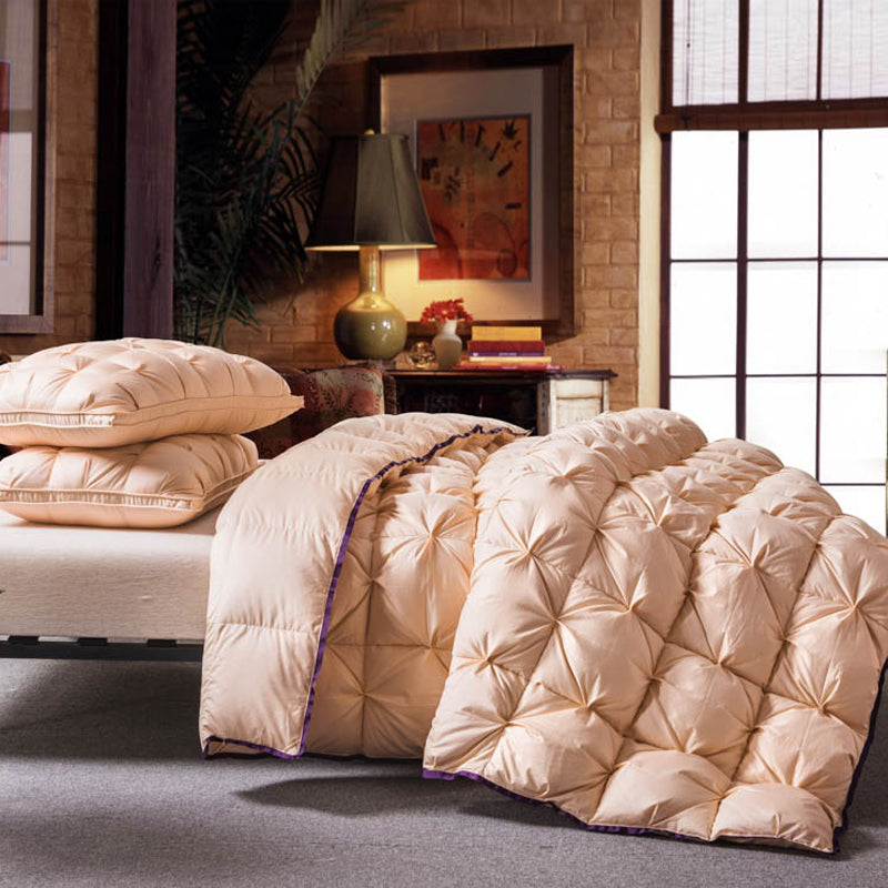 Luxury Rim Purple Filling Goose Down Comforter Handwork, W1512 Cotton 100%, Twin/Full/Queen/King