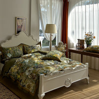 Thumbnail for Luxury American Vintage Flower Print Duvet Cover Set, Egyptian Cotton 1000TC Bedding Set