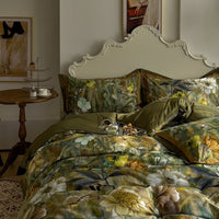 Thumbnail for Luxury American Vintage Flower Print Duvet Cover Set, Egyptian Cotton 1000TC Bedding Set