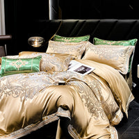 Thumbnail for Gold Champagne Vintage Luxury European Silky Jacquard Egyptian Cotton 1000TC Duvet Cover Bedding Set