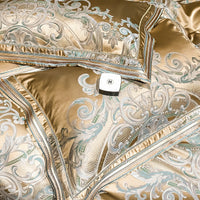 Thumbnail for Gold Champagne Vintage Luxury European Silky Jacquard Egyptian Cotton 1000TC Duvet Cover Bedding Set