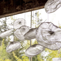 Thumbnail for Premium Clear Smoky Cloud Grey Blown Glass Chandelier Lighting Hanging Lamp Decorative