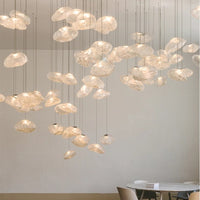 Thumbnail for Premium Clear Smoky Cloud Grey Blown Glass Chandelier Lighting Hanging Lamp Decorative