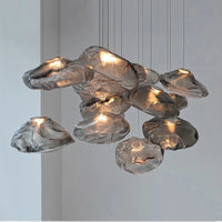 Thumbnail for Premium Clear Smoky Cloud Grey Blown Glass Chandelier Lighting Hanging Lamp Decorative