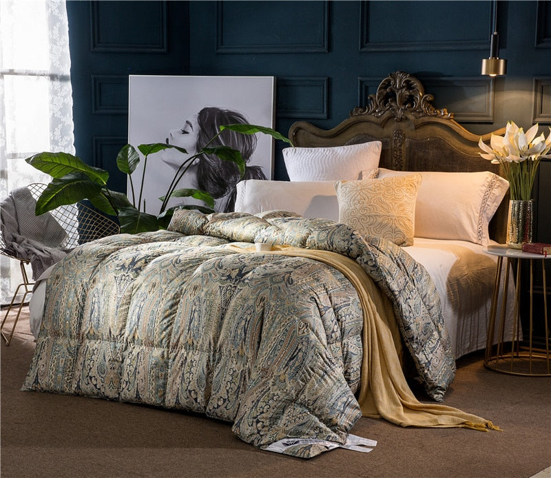 Luxury Paisley Bohemian Goose Down Comforter Twin Queen King size