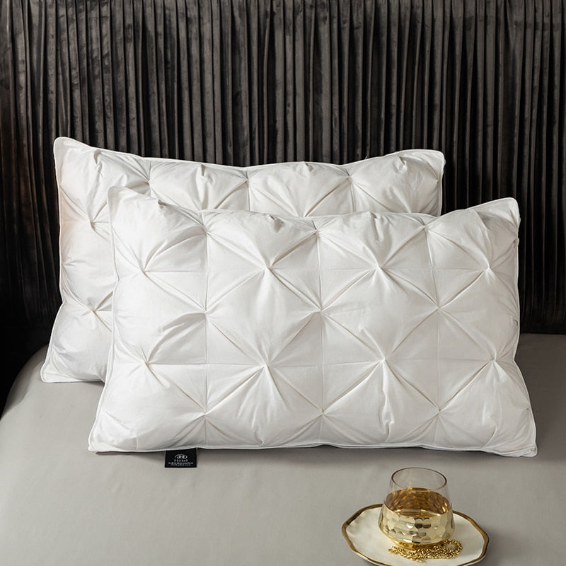 Premium White Pink Blue Goose Down Pillow High Quality Health Sleeping