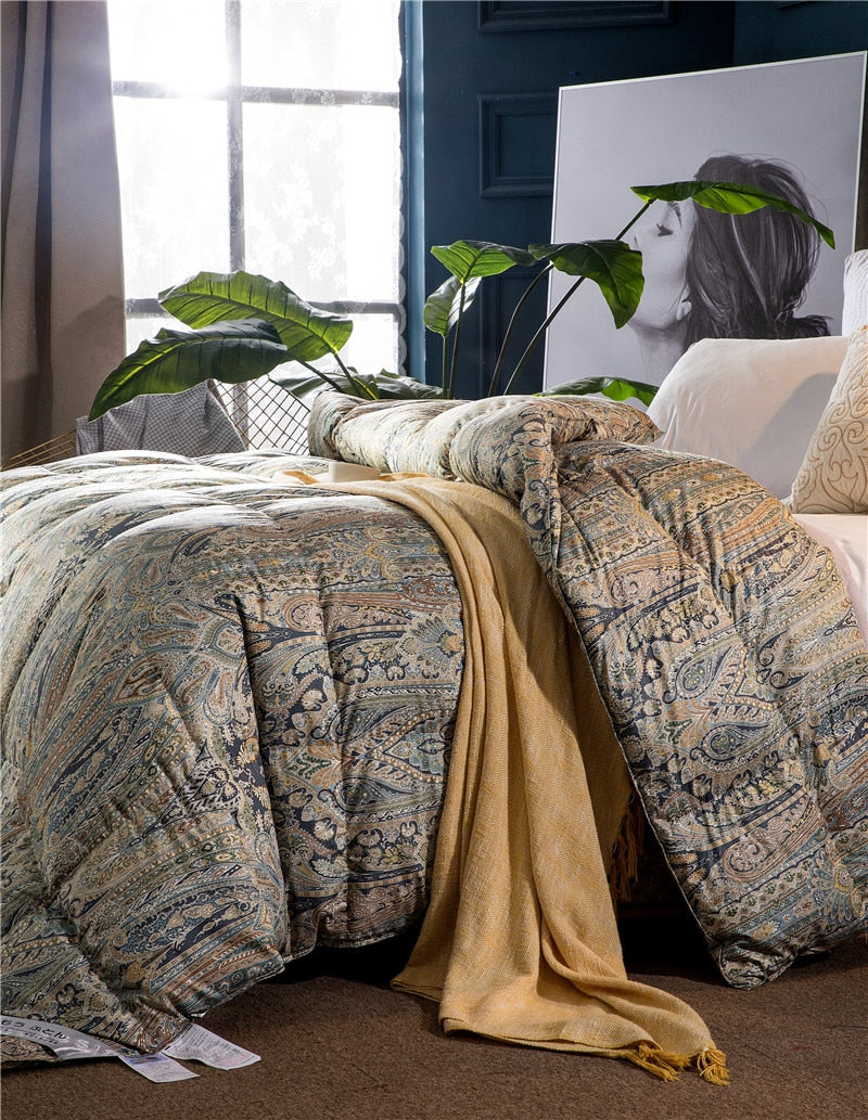 Luxury Paisley Bohemian Goose Down Comforter Twin Queen King size