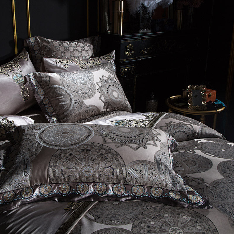 Luxury Golden European Wedding Duvet Cover Set, Embroidered Jacquard Egyptian Cotton New2020 Bedding Set