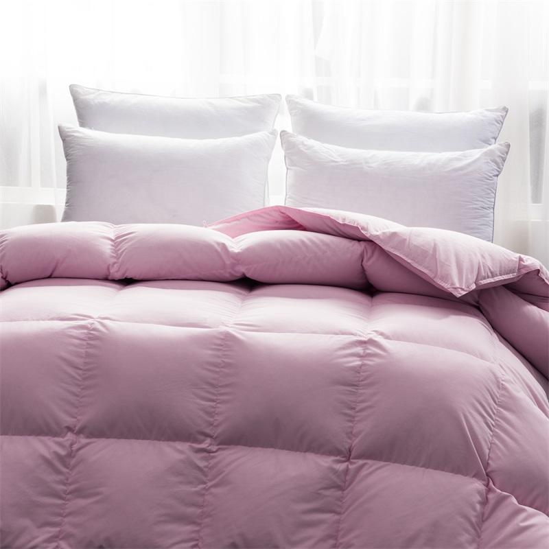 Pure White Brown Pink100% Goose Down Comforter Warm
