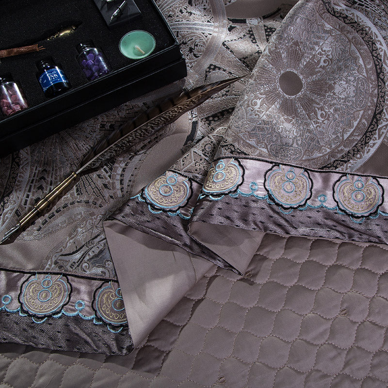 Luxury Golden European Wedding Duvet Cover Set, Embroidered Jacquard Egyptian Cotton New2020 Bedding Set