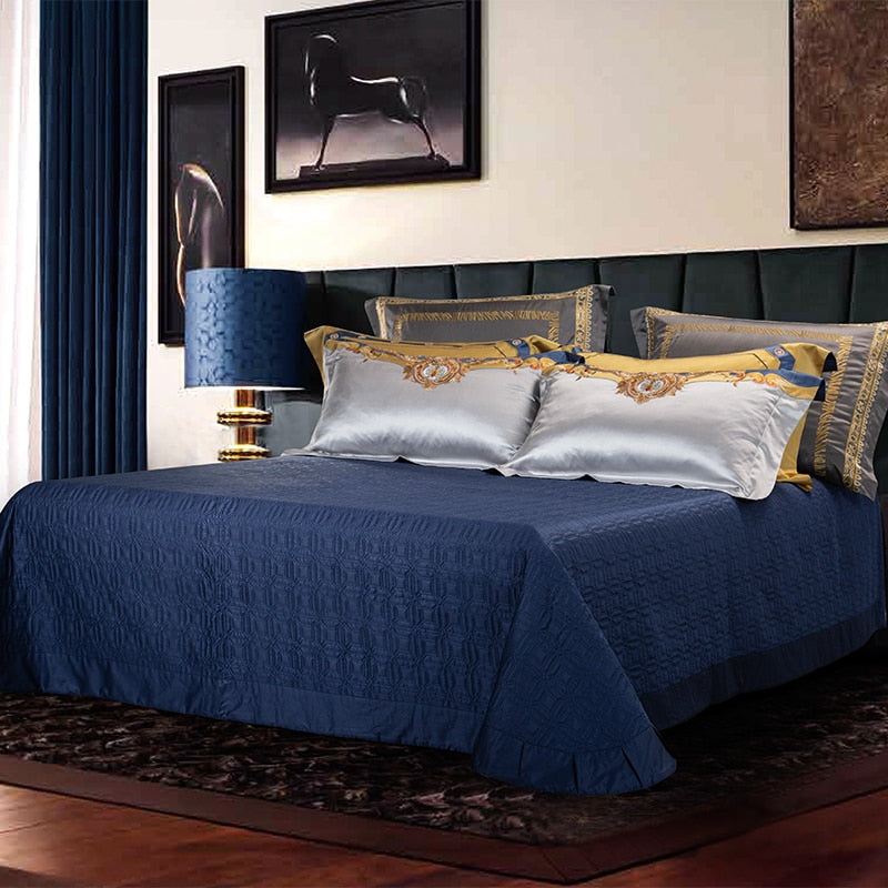 Luxury Gold Red Jacquard Palace Embroidered Duvet Cover Set, Silk Cotton 800 Thread Count Bedding Set