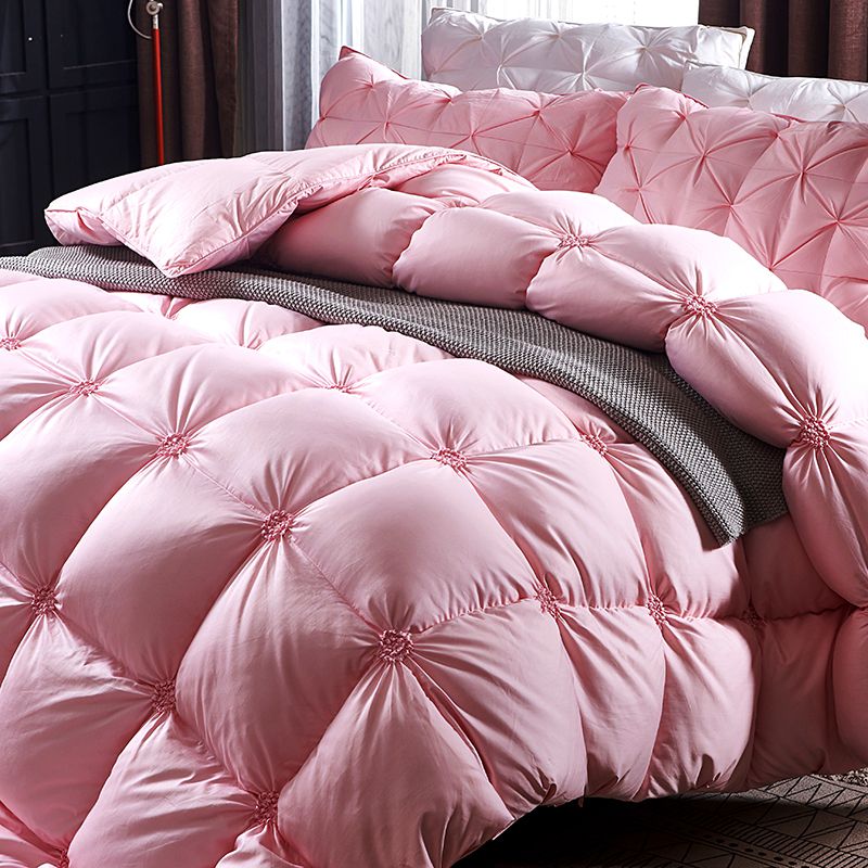 Luxury Pink White Grey Goose Down Comforter Premium Hotel Grade Thick and Super Warm with Floral