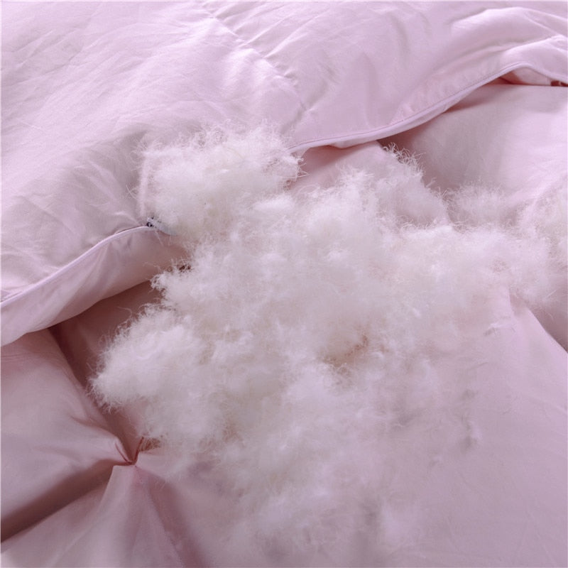Luxury Pink White Goose Down Comforter King Queen Size Reversible