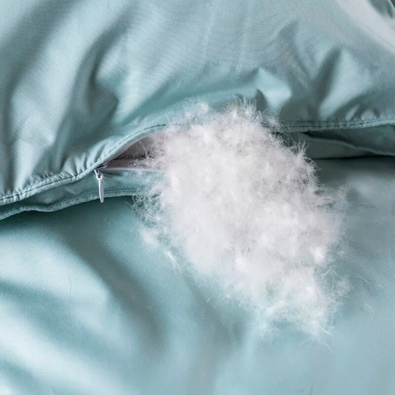 Pure White Blue Pink Luxury Premium Goose Down Comforter Warm Quilted Blanket for Bedding Set