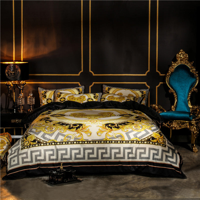 Luxury European Baroque Classic Thick Soft Duvet Cover Set, Velvet Fleece Fabric Bedding Set