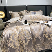 Thumbnail for Luxury Gold Baroque Satin European Patchwork Jacquard Duvet Cover Set, 1000TC Egyptian Cotton Bedding Set