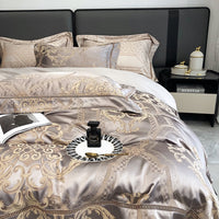 Thumbnail for Luxury Gold Baroque Satin European Patchwork Jacquard Duvet Cover Set, 1000TC Egyptian Cotton Bedding Set