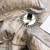 Thumbnail for Luxury Gold Baroque Satin European Patchwork Jacquard Duvet Cover Set, 1000TC Egyptian Cotton Bedding Set
