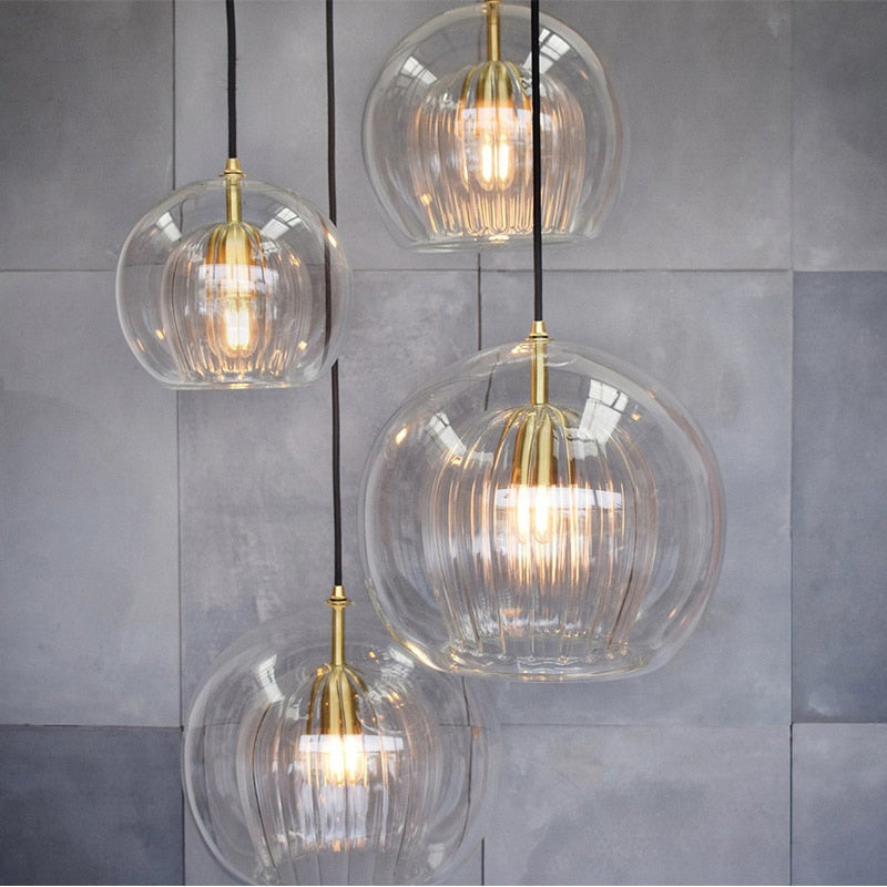 Modern Golden Glass Ball Lighting Pendant Hanging Lamp Living Room Decoration