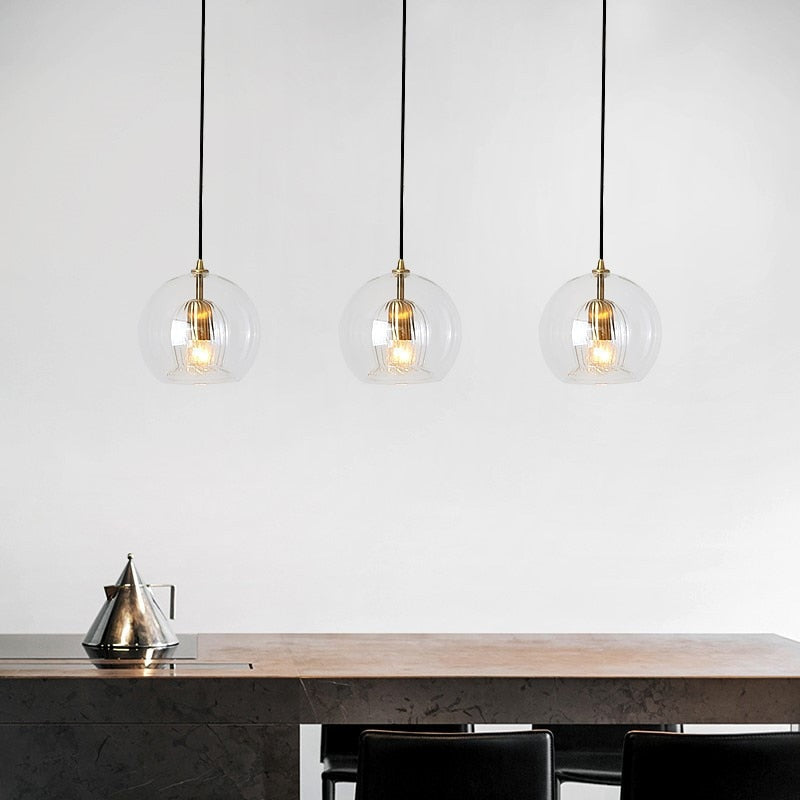 Modern Golden Glass Ball Lighting Pendant Hanging Lamp Living Room Decoration