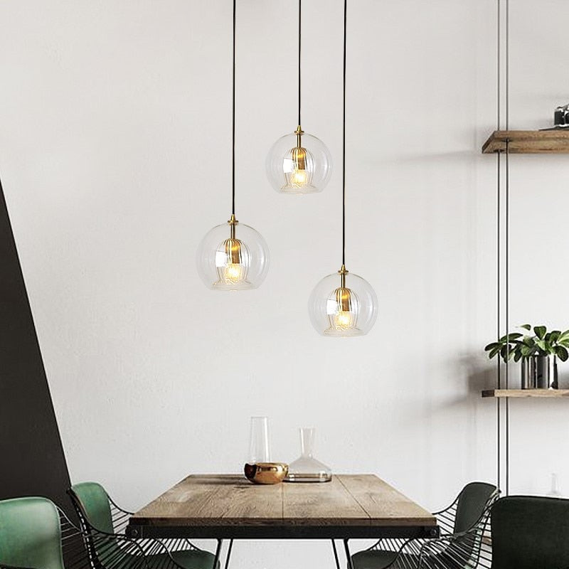 Modern Golden Glass Ball Lighting Pendant Hanging Lamp Living Room Decoration