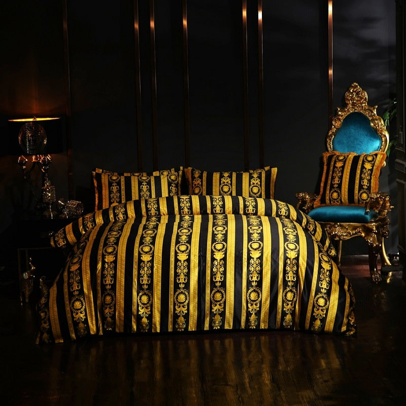 Premium European Baroque Palace Thick Duvet Cover Set, Velvet Fleece Fabric Bedding Set