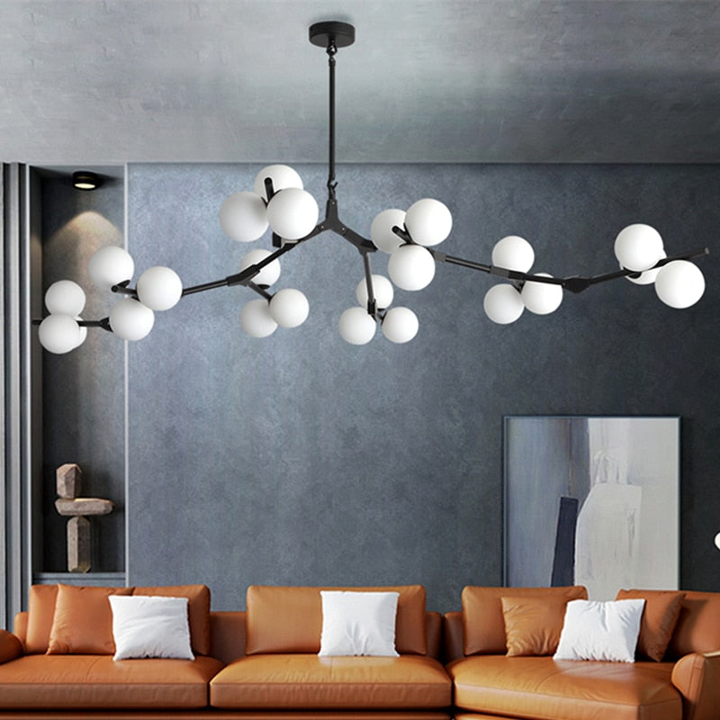 Nordic Lighting Chandelier Tree Branches Glass Balls Hanging Dining and Bedroom Home Decor