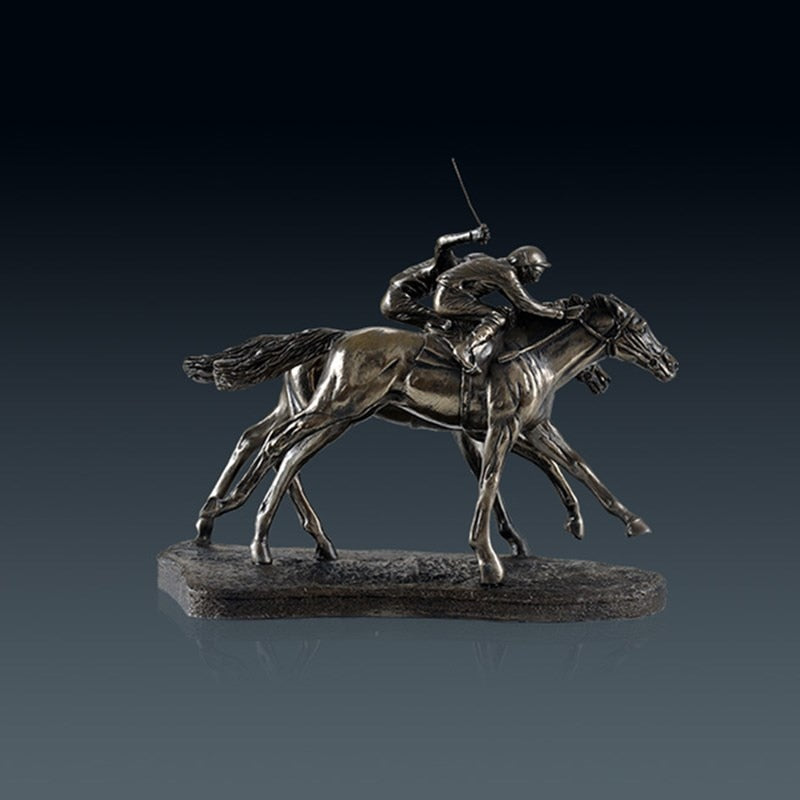 Retro Horse Racing Jockey Art Sculptures and Statues Resin And Copper Craft