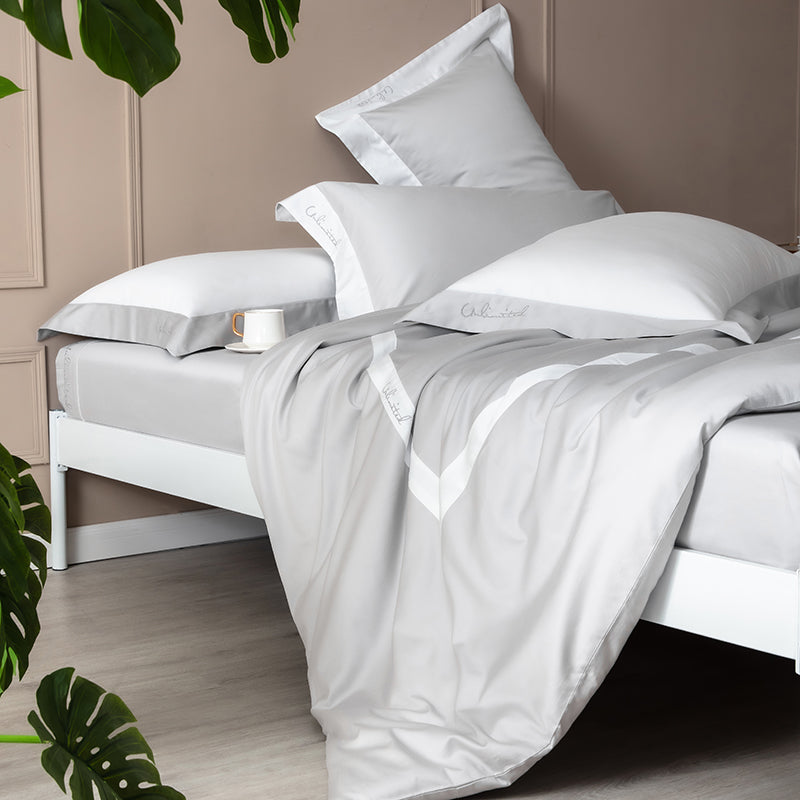 Luxury Blue White European Hotel Grade Duvet Cover Set, 600TC Egyptian Cotton Bedding Set