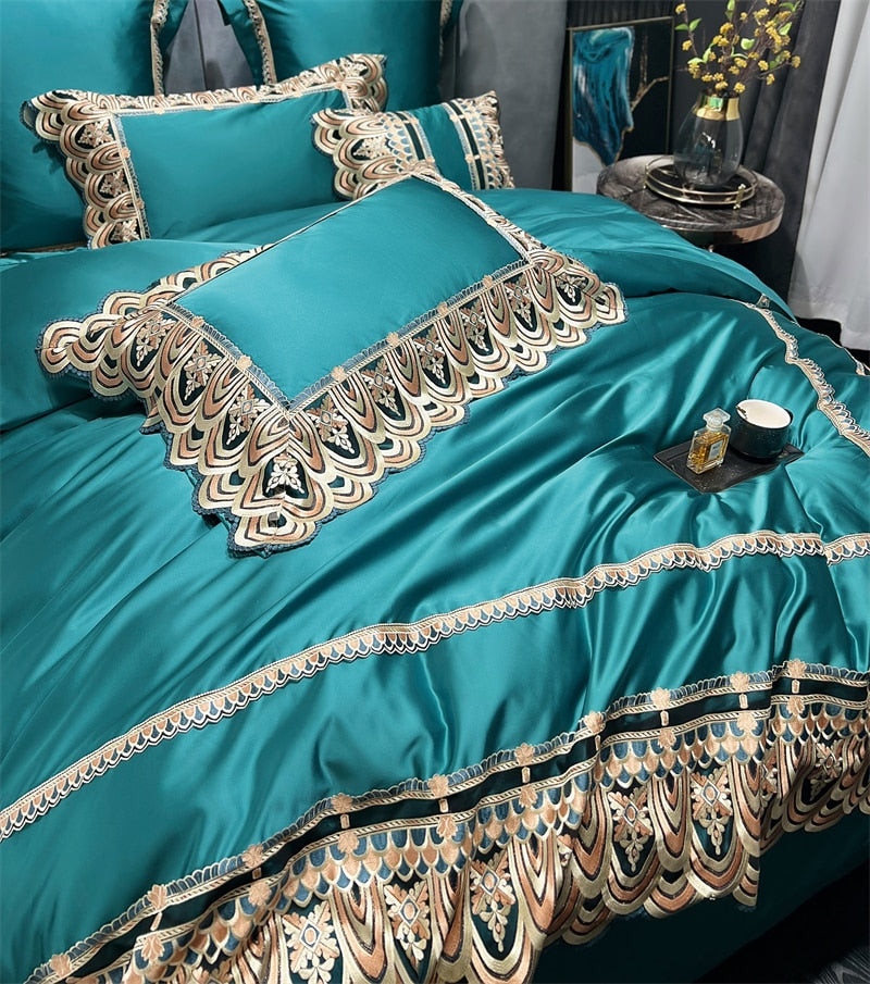 Luxury Orange Purple Europe Chic Soft Hotel Grade Duvet Cover, Egyptian Cotton 1200TC Bedding Set