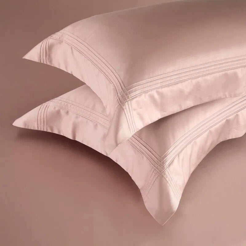 Luxury White Silver Long Striped Duvet Cover Set, 1000TC Egyptian Cotton Bedding Set