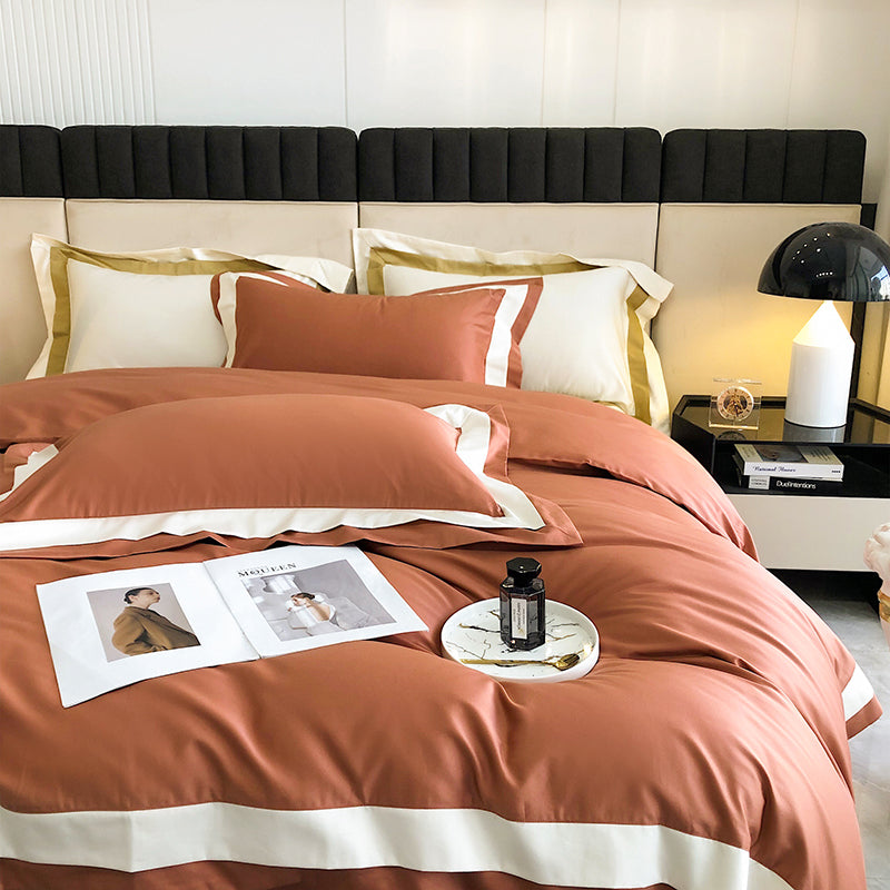 Luxury White Gold Pink American Europe Hotel Grade Silky Duvet Cover Set, 1000TC Egyptian Cotton Bedding Set