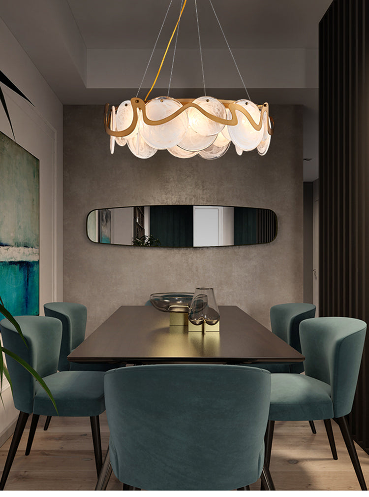 Gold Smoke Glass Chandelier Lighting Luxury For Bedroom Dining Room