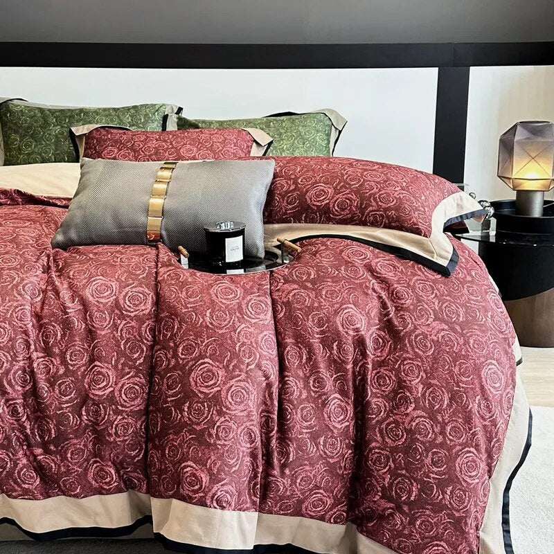 American Blooming Floral Vintage Pastoral Duvet Cover Set, 1200TC Brushed Cotton Bedding Set