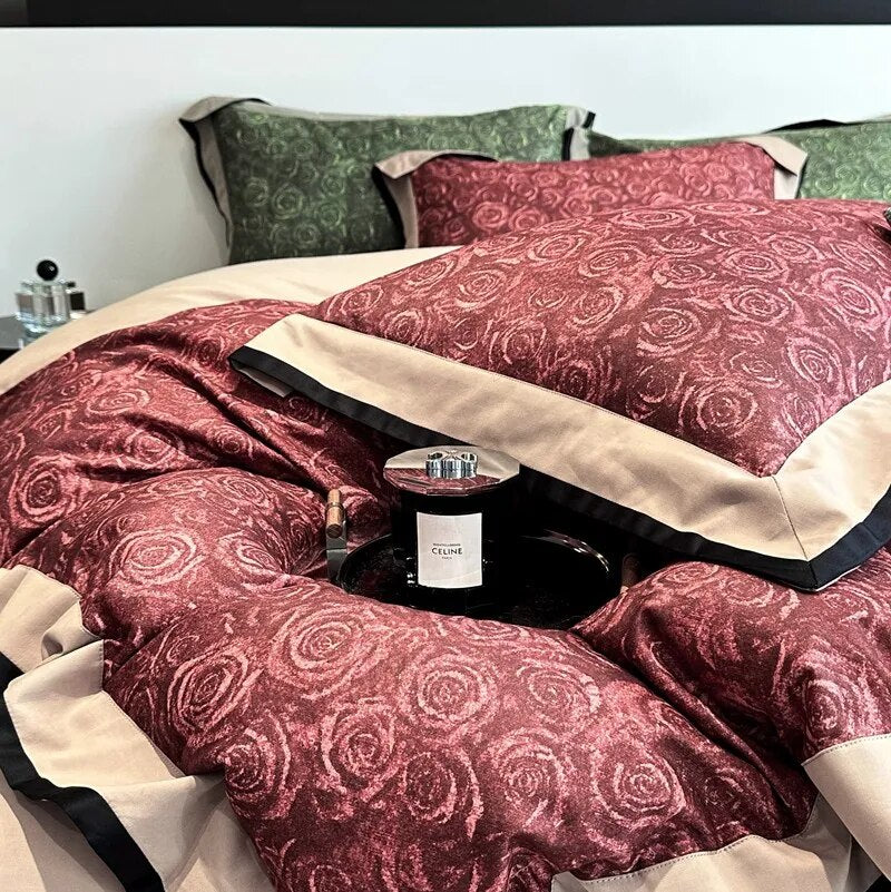 American Blooming Floral Vintage Pastoral Duvet Cover Set, 1200TC Brushed Cotton Bedding Set