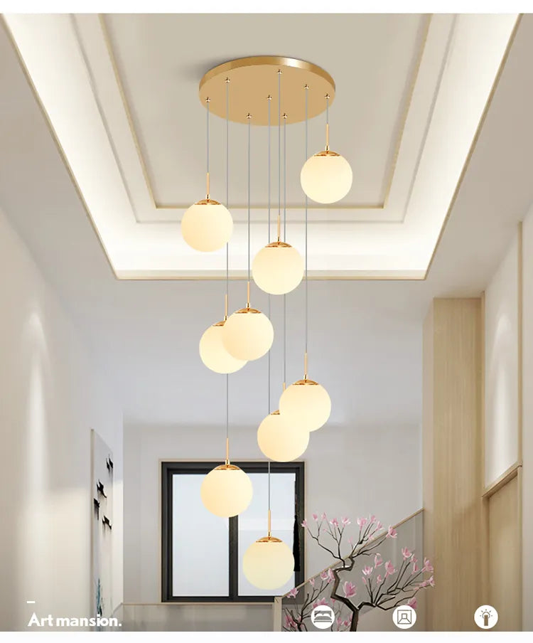 Stairs Lighting Modern Chandelier Loft Living Room Hotel Lobby Decorative
