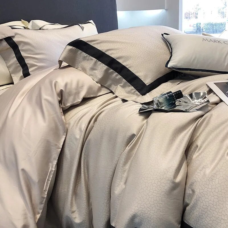 Nature Black White Brown Premium Silky Soft Patchwork Duvet Cover Set, 1000TC Egyptian Cotton Bedding Set