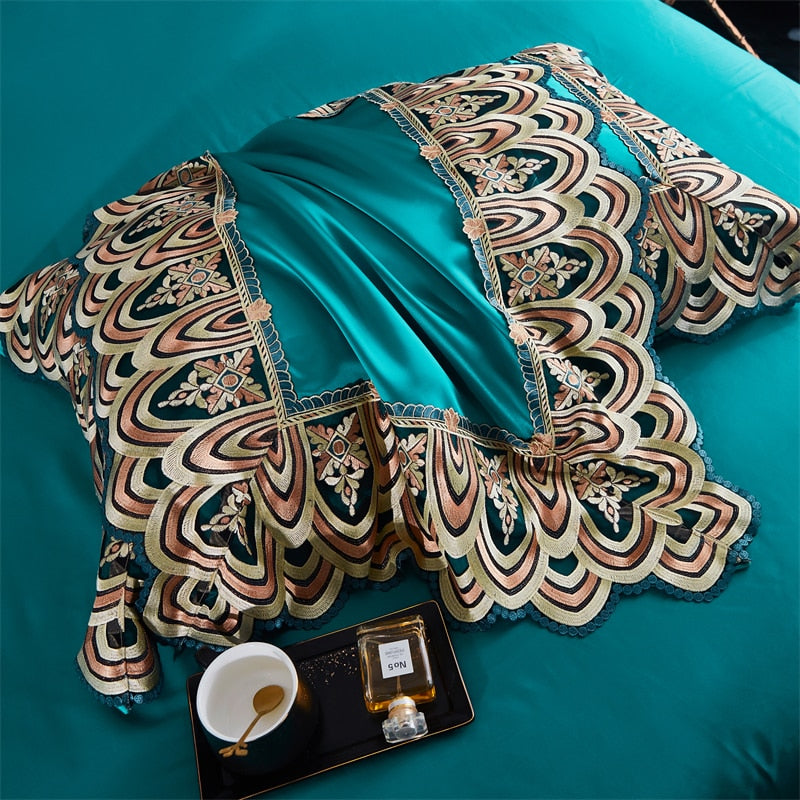 Luxury Orange Purple Europe Chic Soft Hotel Grade Duvet Cover, Egyptian Cotton 1200TC Bedding Set