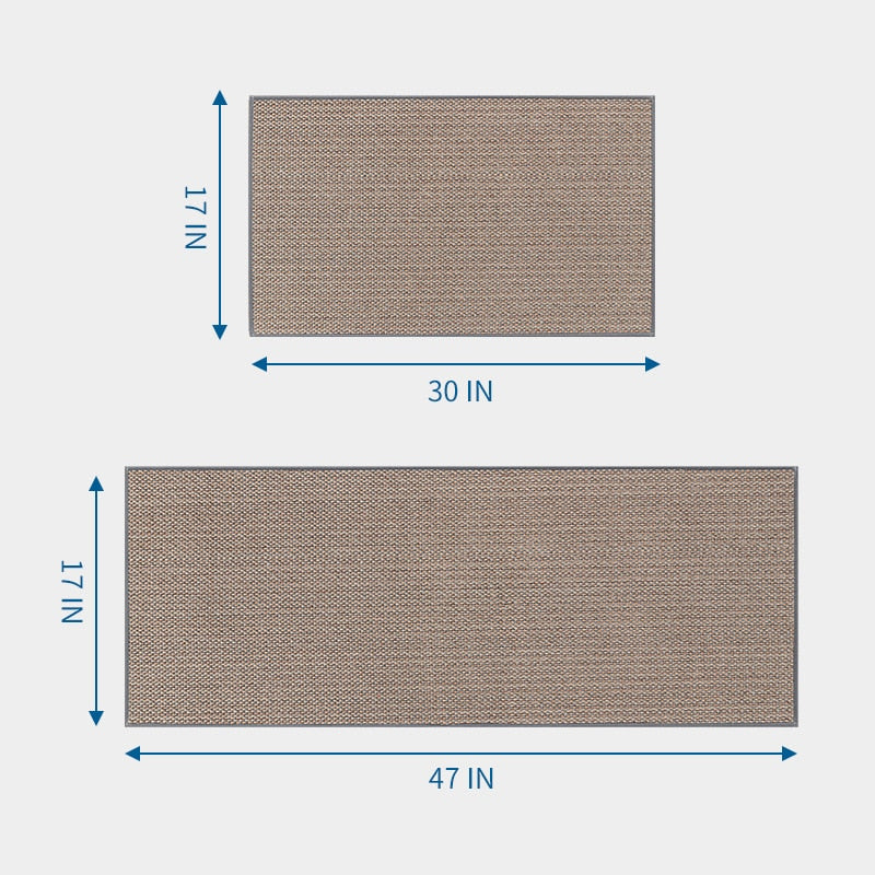 Brown Grey Linen Rugs Kitchen Floor Mats Anti-Slip Washed
