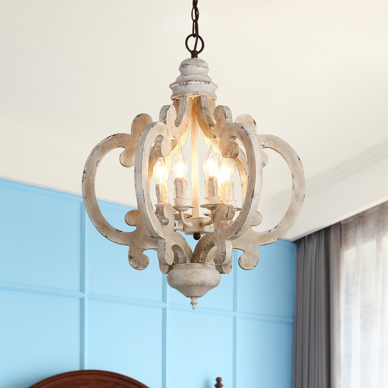 White Loft Nordic Chandelier Lighting Wooden Antique Hanging Lamp Dining Room Decor