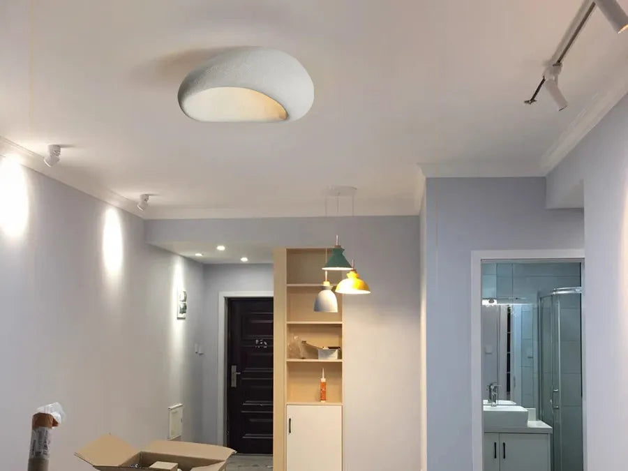 Minimal Stone White Grey Wind Led Lighting Ceiling Lamps Chandelier Dining Room Cafe Decor