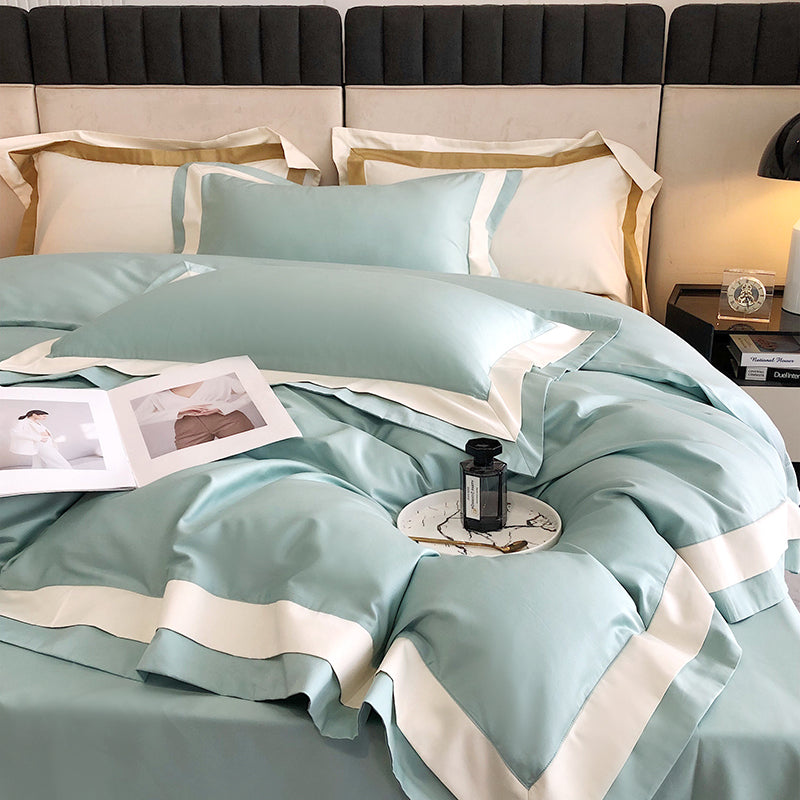 Luxury White Gold Pink American Europe Hotel Grade Silky Duvet Cover Set, 1000TC Egyptian Cotton Bedding Set