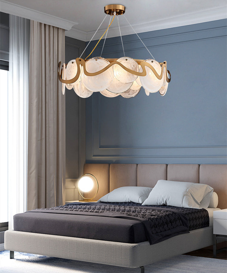 Gold Smoke Glass Chandelier Lighting Luxury For Bedroom Dining Room