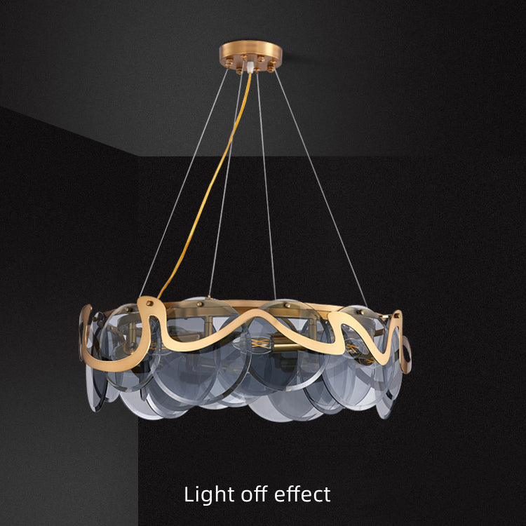 Gold Smoke Glass Chandelier Lighting Luxury For Bedroom Dining Room