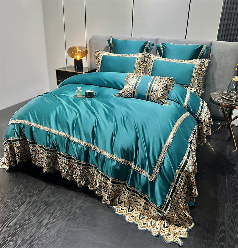 Luxury Orange Purple Europe Chic Soft Hotel Grade Duvet Cover, Egyptian Cotton 1200TC Bedding Set