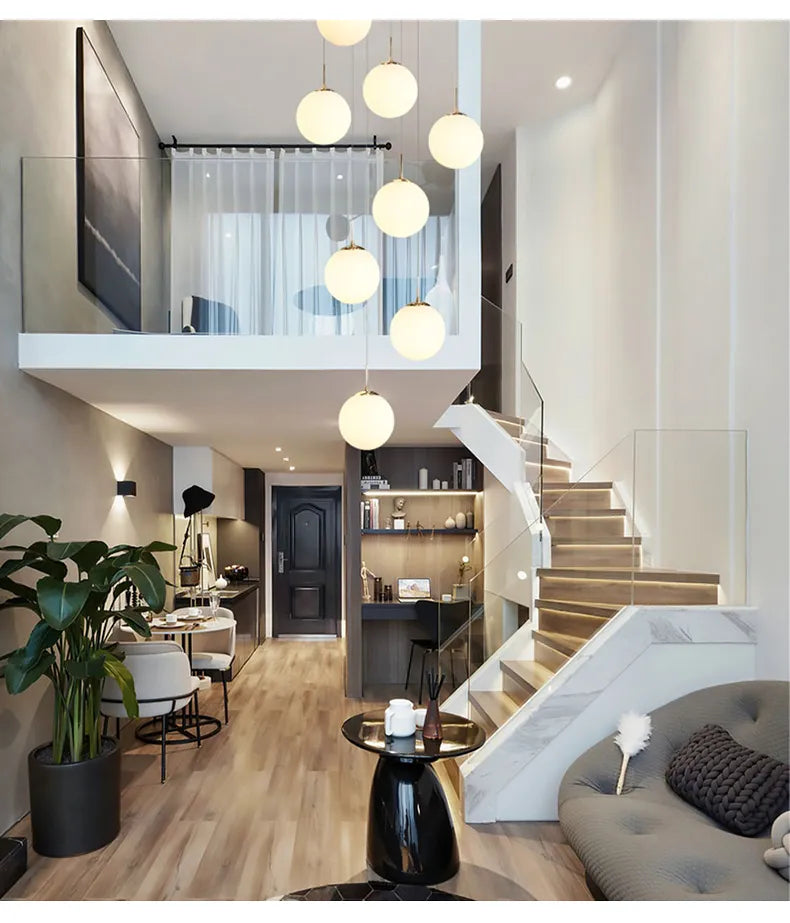 Stairs Lighting Modern Chandelier Loft Living Room Hotel Lobby Decorative