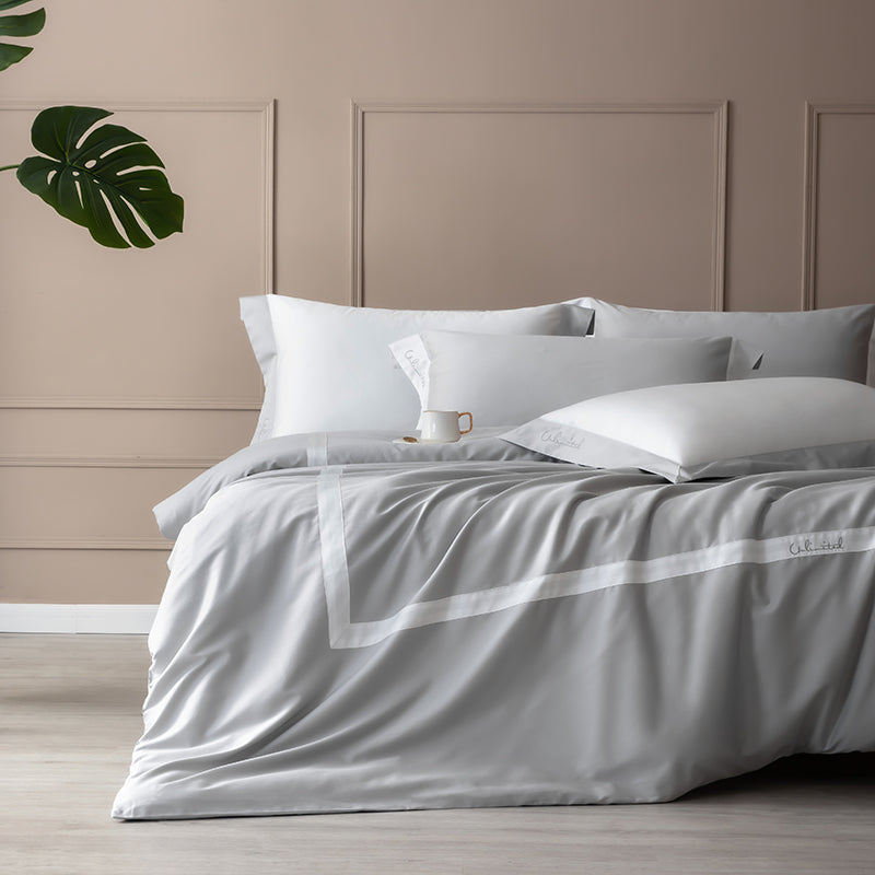 Luxury Blue White European Hotel Grade Duvet Cover Set, 600TC Egyptian Cotton Bedding Set