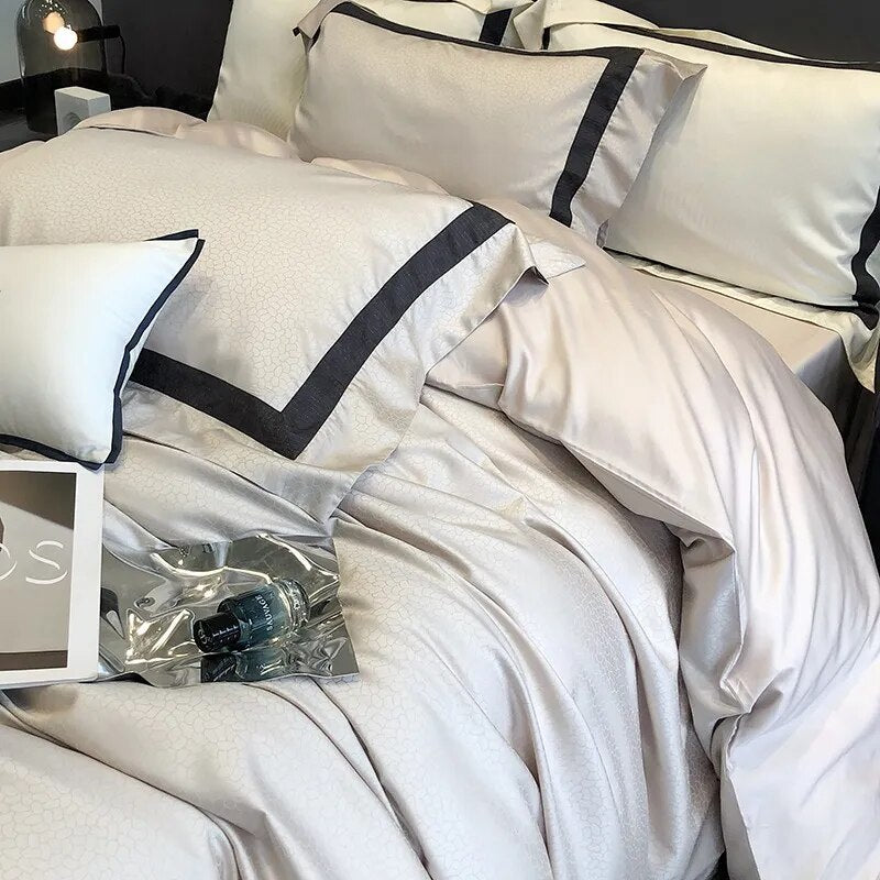 Nature Black White Brown Premium Silky Soft Patchwork Duvet Cover Set, 1000TC Egyptian Cotton Bedding Set