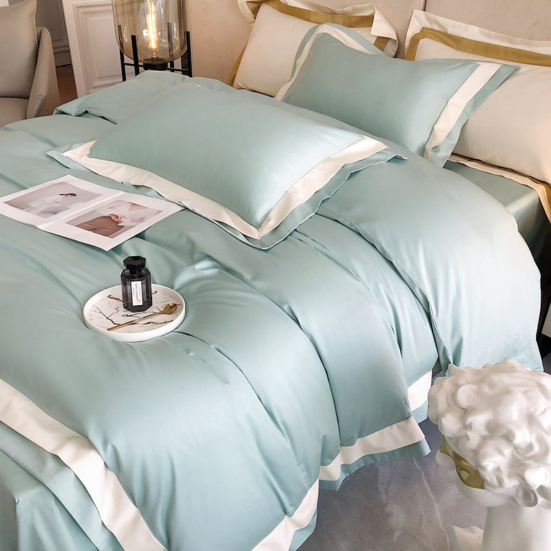 Luxury White Gold Pink American Europe Hotel Grade Silky Duvet Cover Set, 1000TC Egyptian Cotton Bedding Set